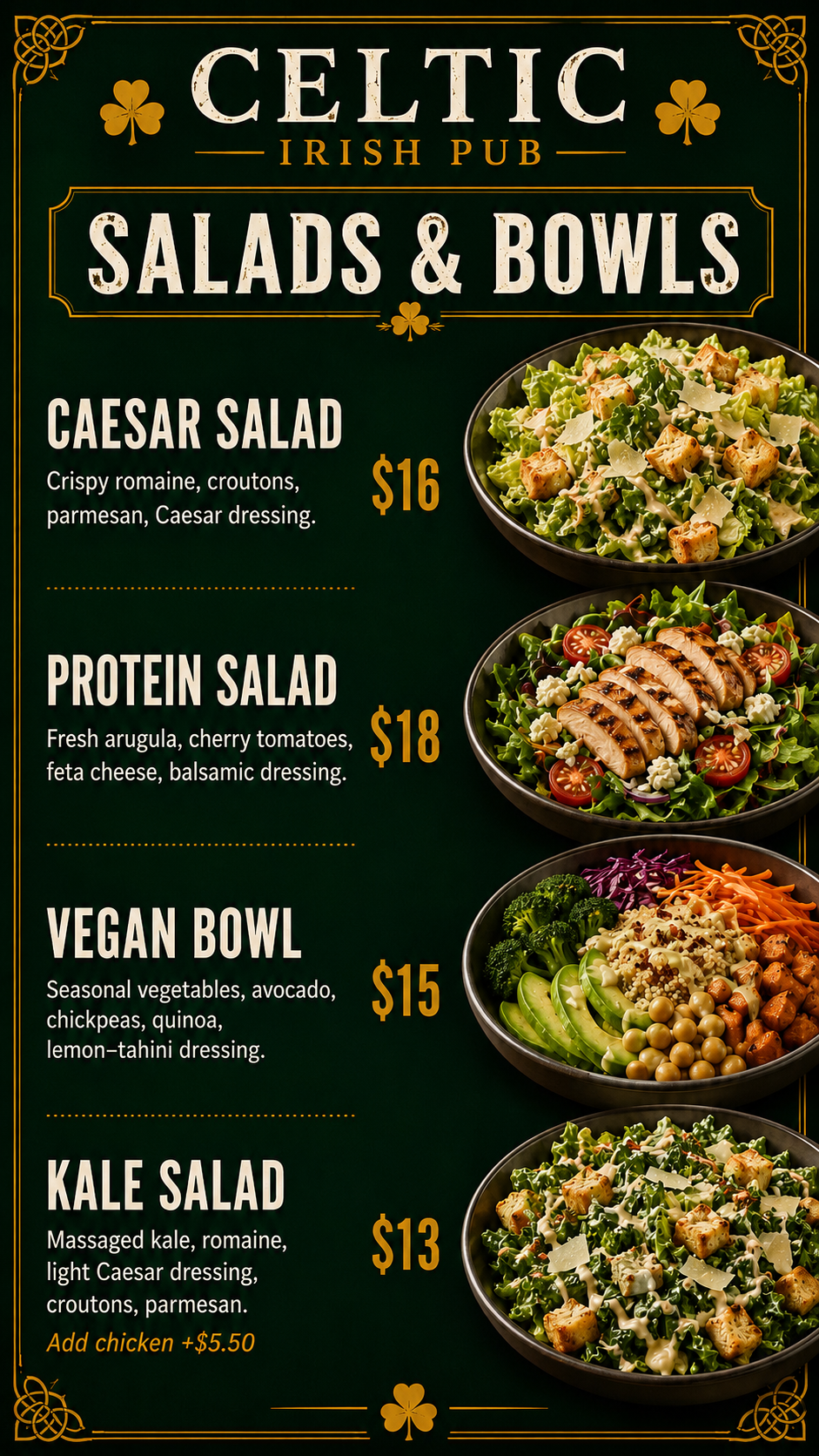 Celtic Irish Pub menu page 6
