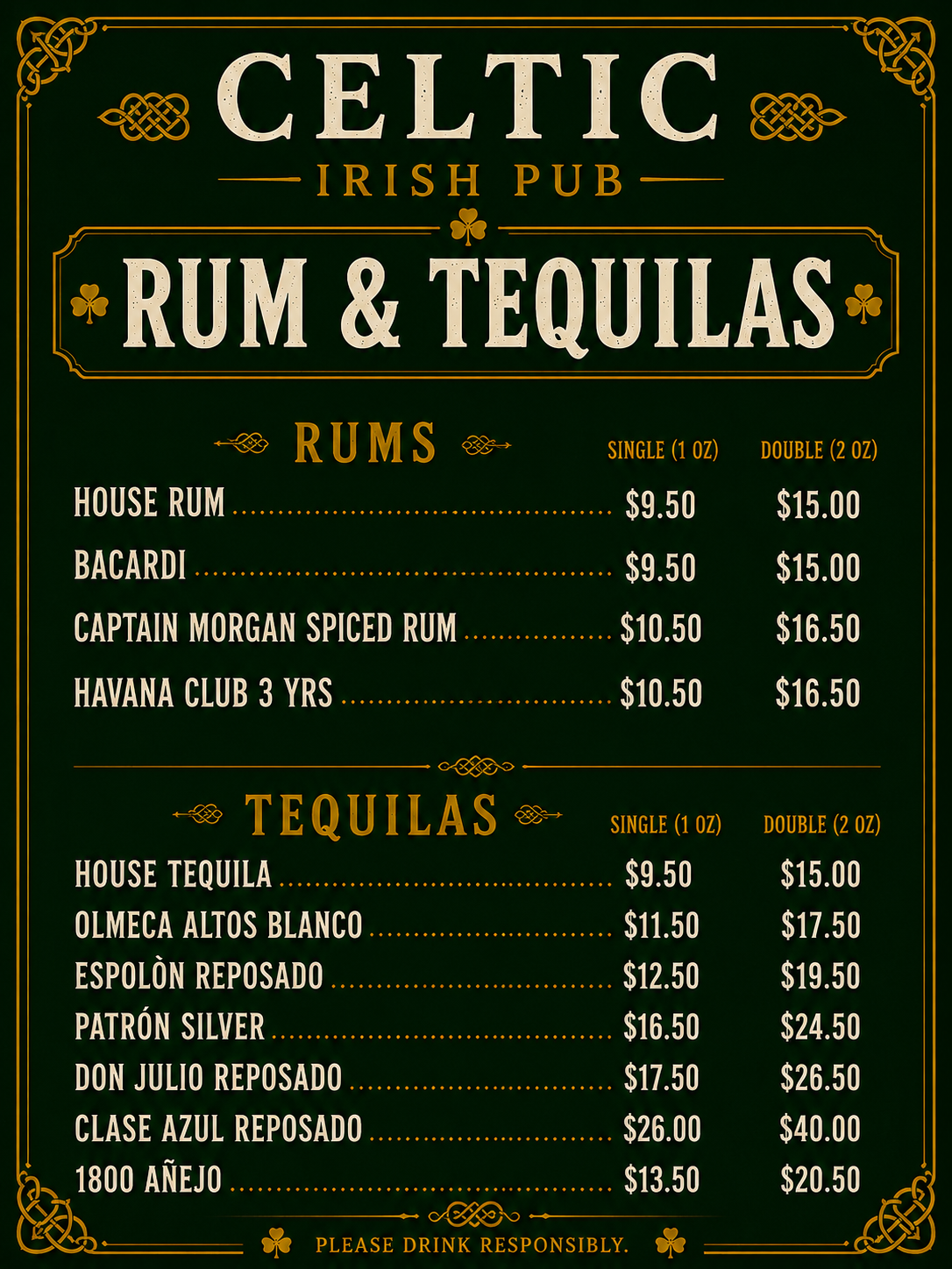 Celtic Irish Pub menu page 18